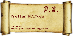 Preller Médea névjegykártya